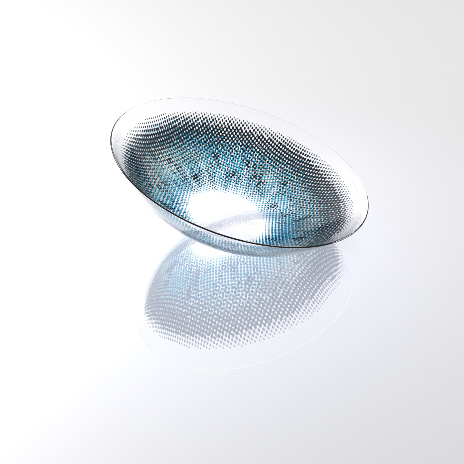 Icy Blue Plaid Colored Contacts | Natural Daily Wear, 6 Months Icy Blue Plaid contact lens close-up on white background showing unique plaid-inspired pattern and blue gradient