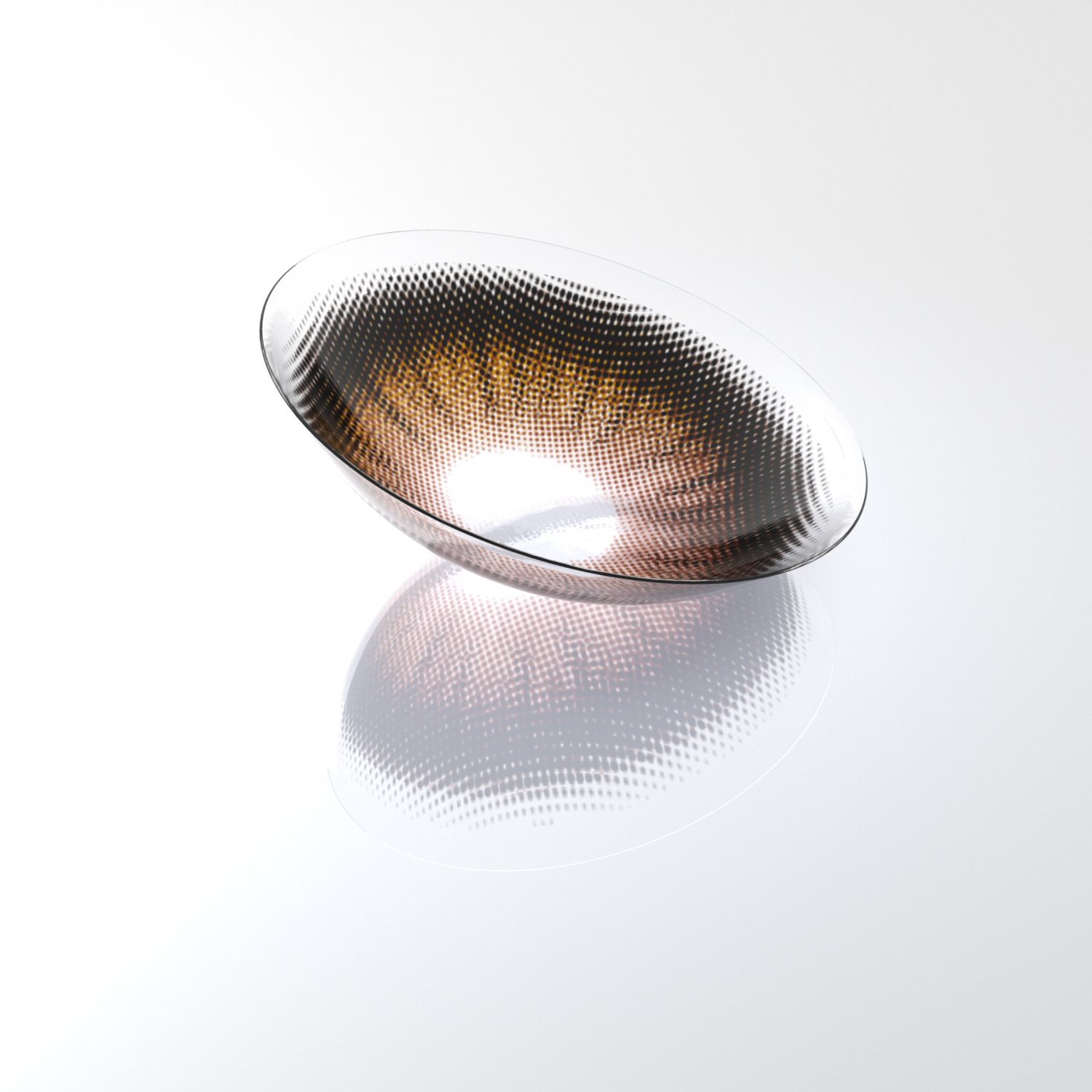 MIIEMO Classic Brown colored contact lens close-up on white background showing natural brown ring pattern