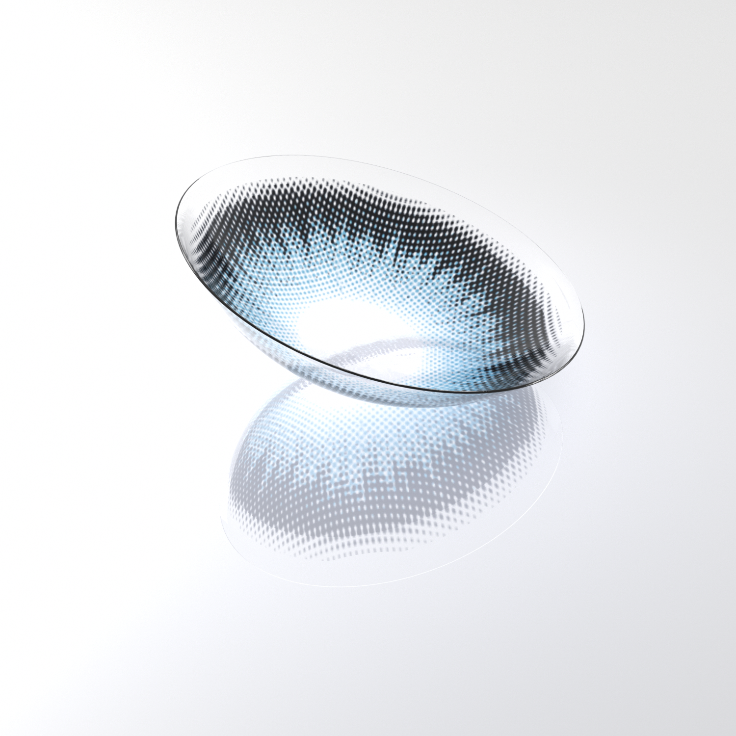 MIIEMO Mist Grey Dotted contact lens close-up on white background showing fine dot-matrix design and dark outer ring