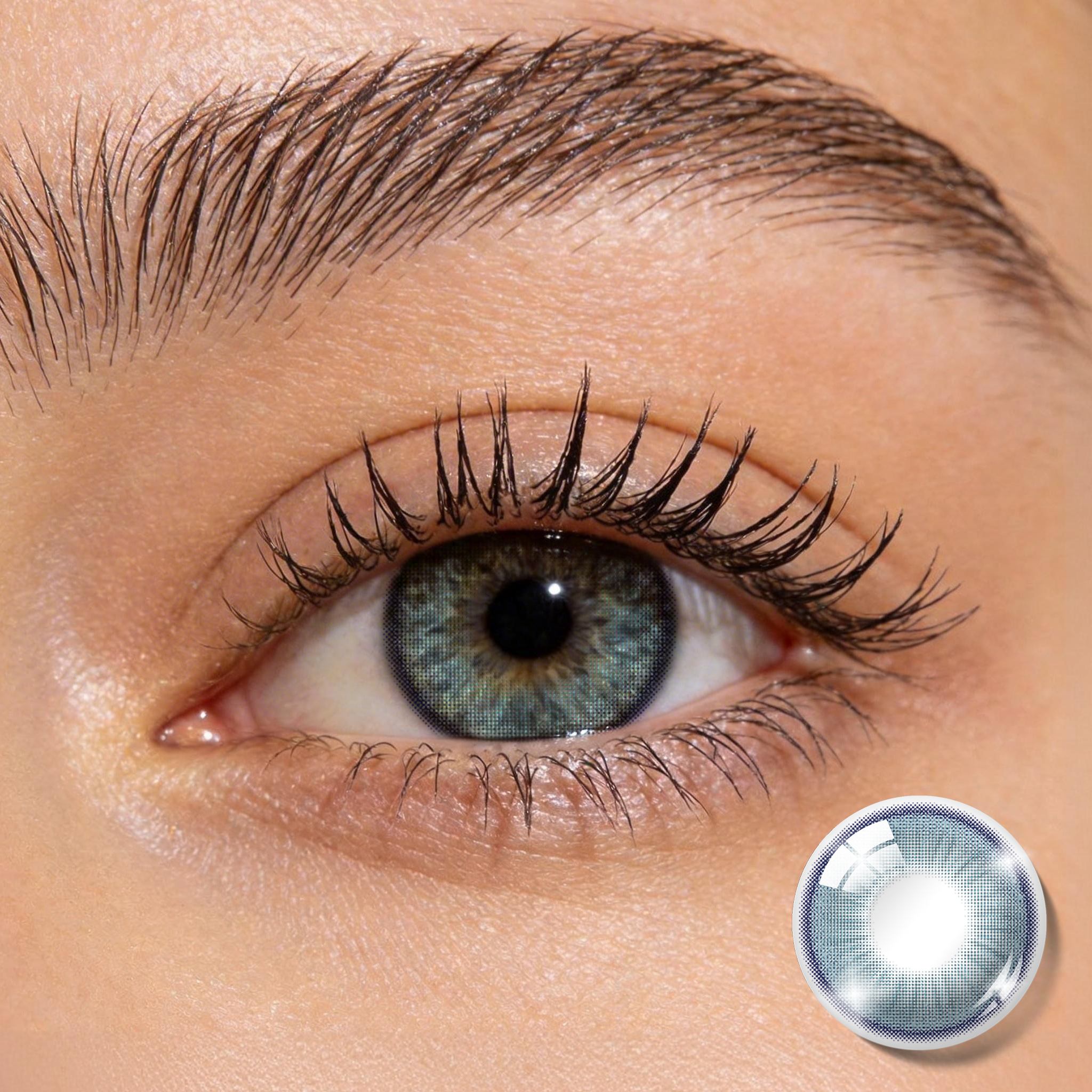 Godestar Tidal Iris Colored Contacts – Cool Blue Gray Lenses for Dark Eyes | 6 Months Wear
