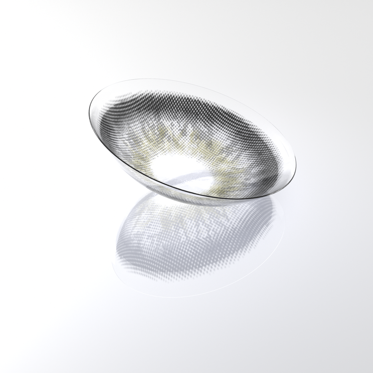 MIIEMO Dark Halo Brown contact lens close-up on white background showing soft dotted halo pattern