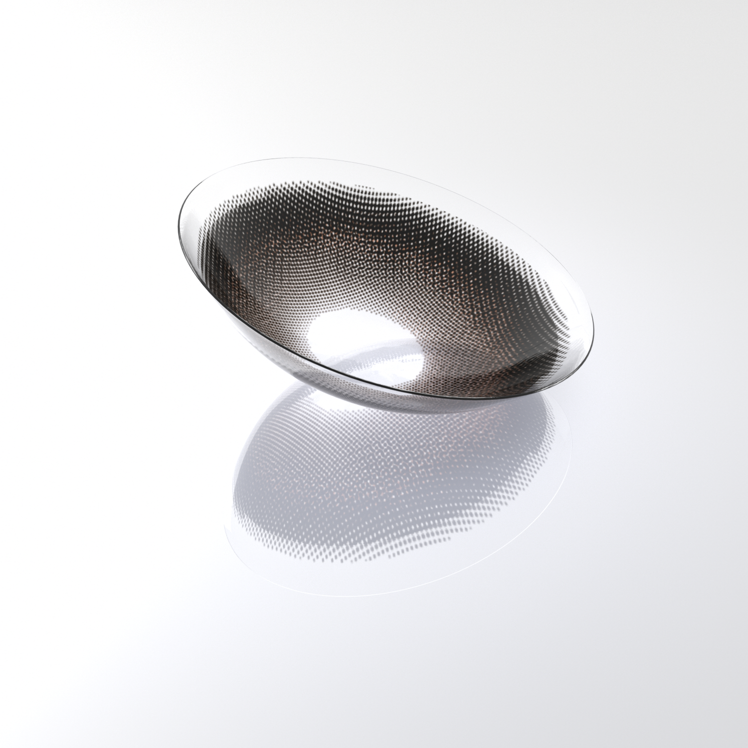 MIIEMO Halo Brown contact lens close-up on white background showing layered color structure