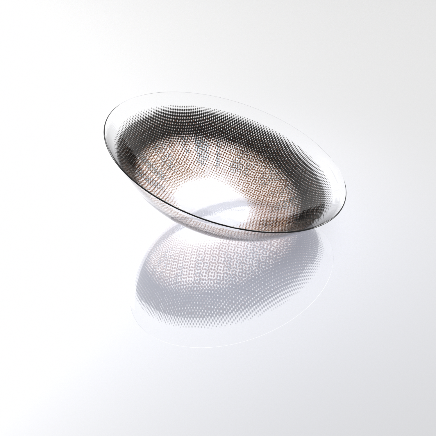 MIIEMO Warm Hazel Brown cosmetic colored contact lens close-up on white background showing amber brown gradients