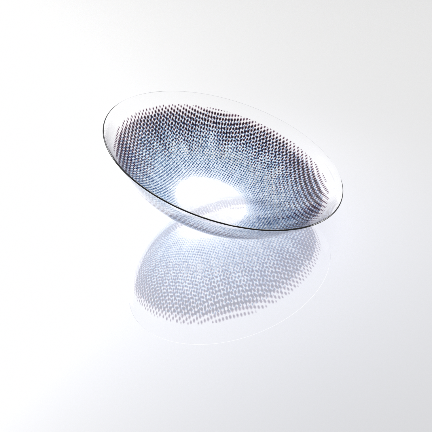 MIIEMO Cool Ash Gray contact lens close-up on white background showing layered grey shading