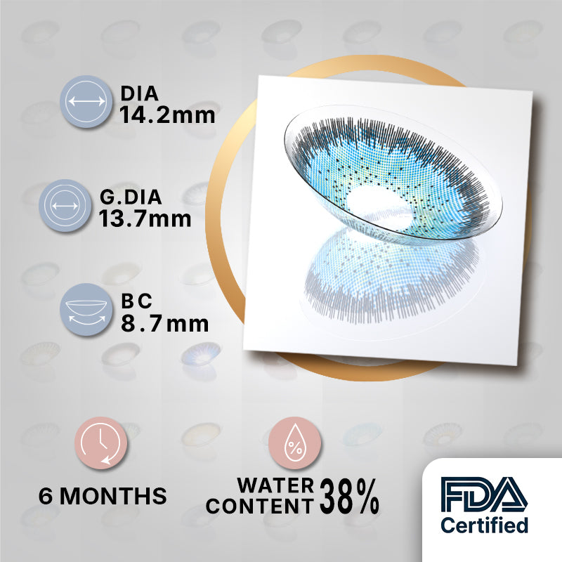 Godestar Ocean Breeze Colored Contacts – Vibrant Ice Blue Lenses for Dark Eyes | 6 Months Wear