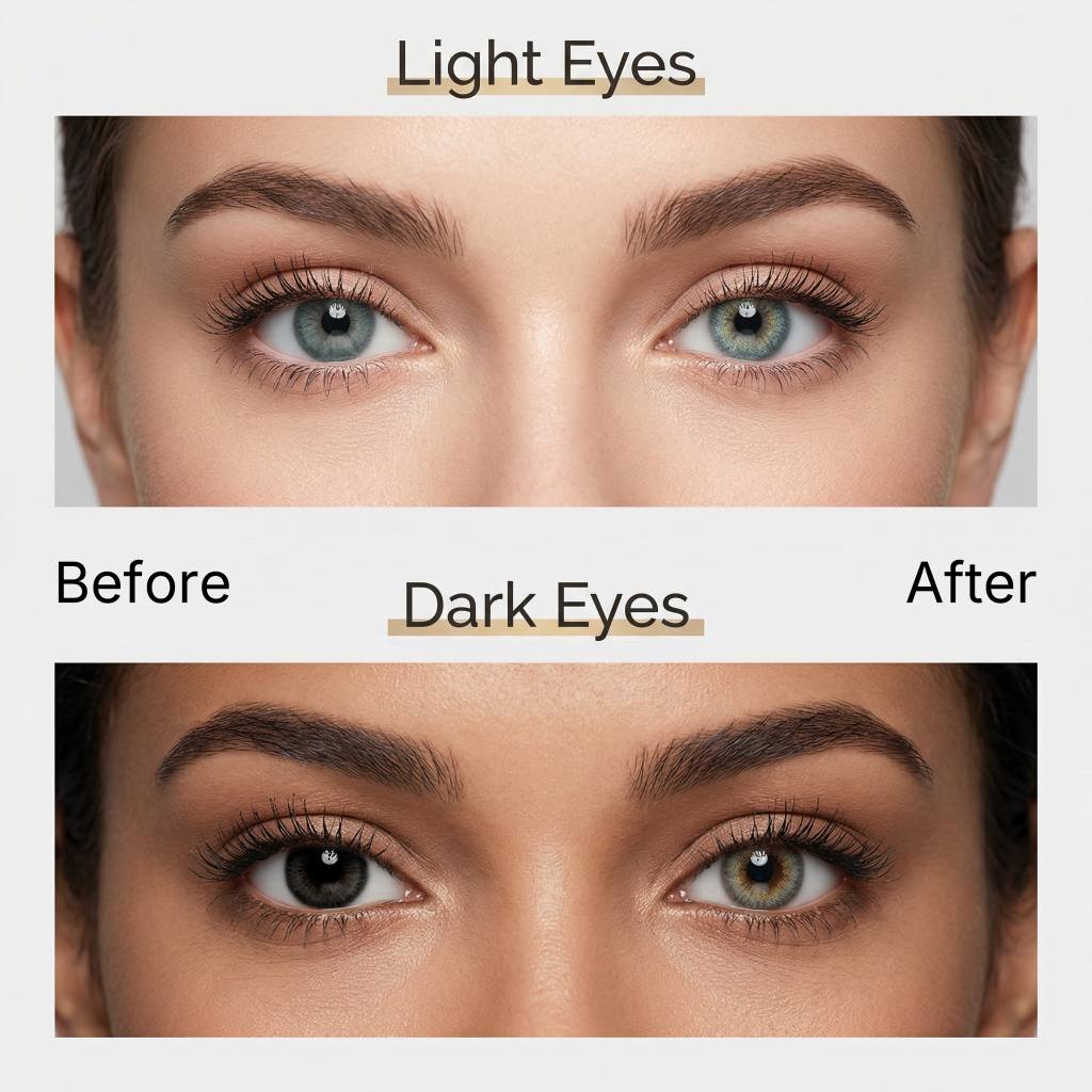 Godestar Misty Slate Colored Contacts – Cool Gray Hazel Blend for Dark Eyes | 6 Months Wear