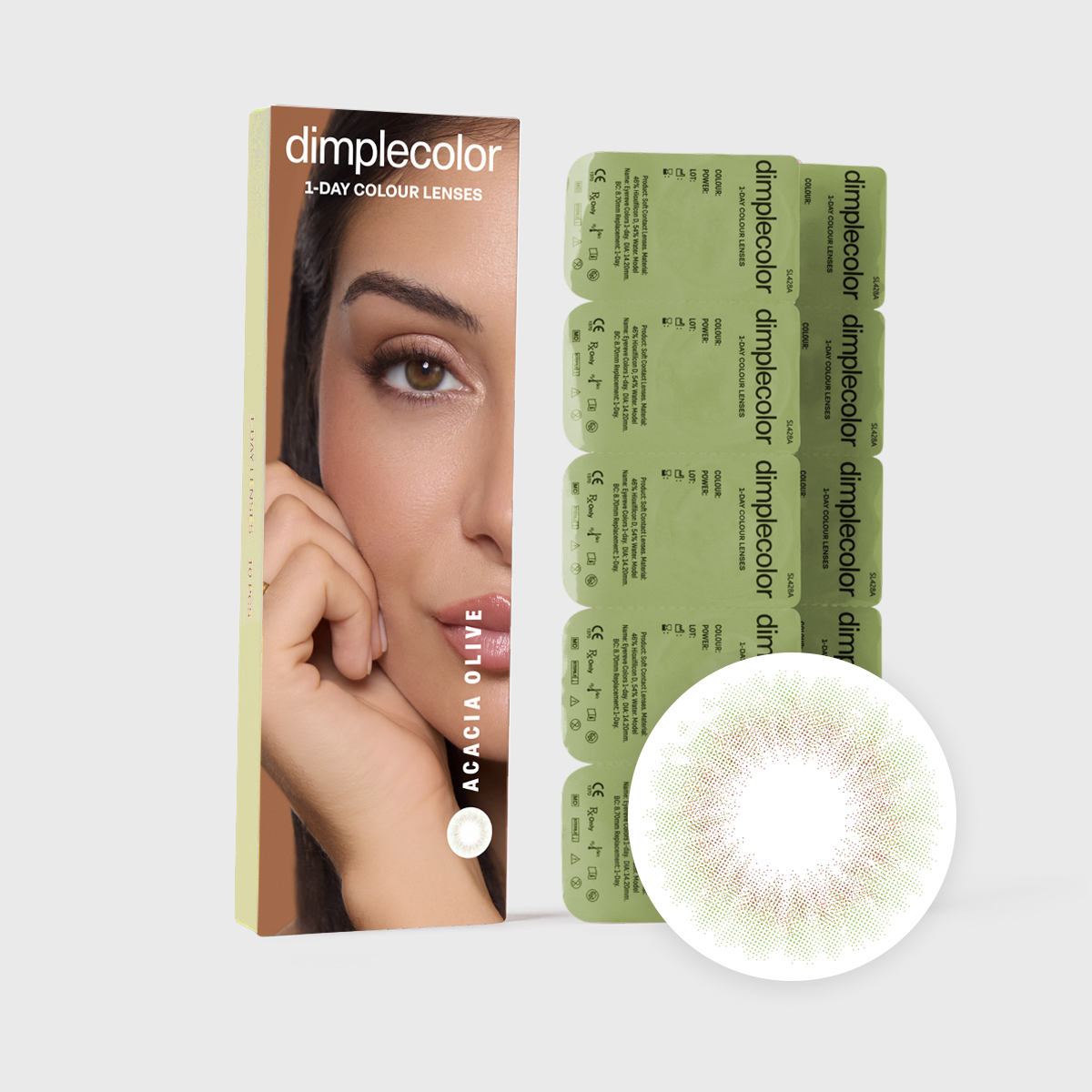 Eylumi Acacia Olive Colored Contact Lenses - Natural Green Eye Enhancement | 1-Day Daily Lenses