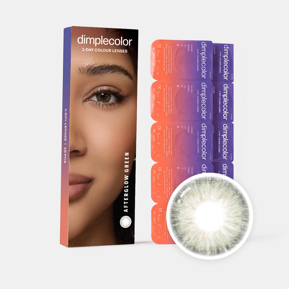 Eylumi Afterglow Green Colored Contact Lenses - Natural Green Eye Enhancement | 1-Day Daily Lenses