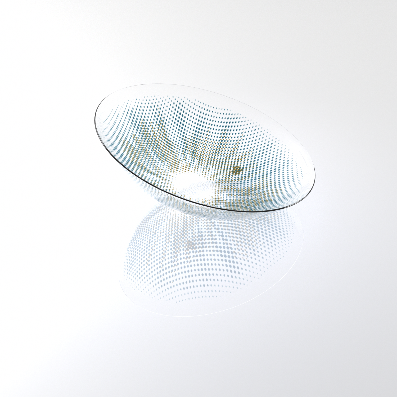 MIIEMO Icy Blue Gold Grid contact lens close-up on white background showing unique grid pattern with frosted crystal effect