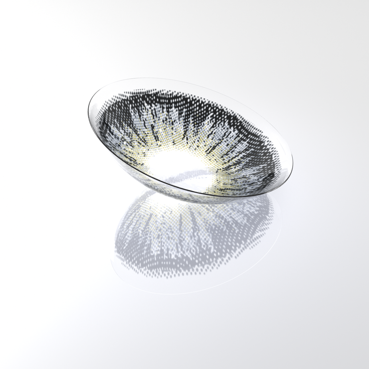 MIIEMO Ash Gray Gold Feather contact lens close-up on white background showing soft feather pattern and grey gold gradient