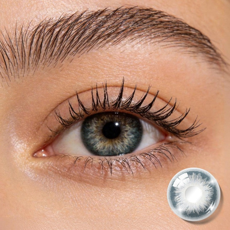 Close-up shot of an eye wearing MIIEMO Burst Blue contact lens showcasing natural depth effect
