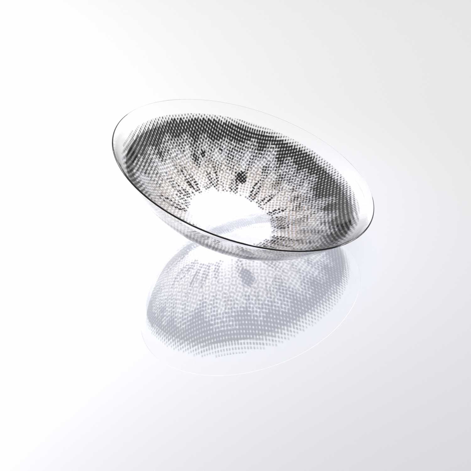 MIIEMO Halo Beige Colored Contact Lenses – Soft Natural Beige Eye Glow | 6 Months MIIEMO Halo Beige contact lens close-up on white background showing delicate halo dot lens design