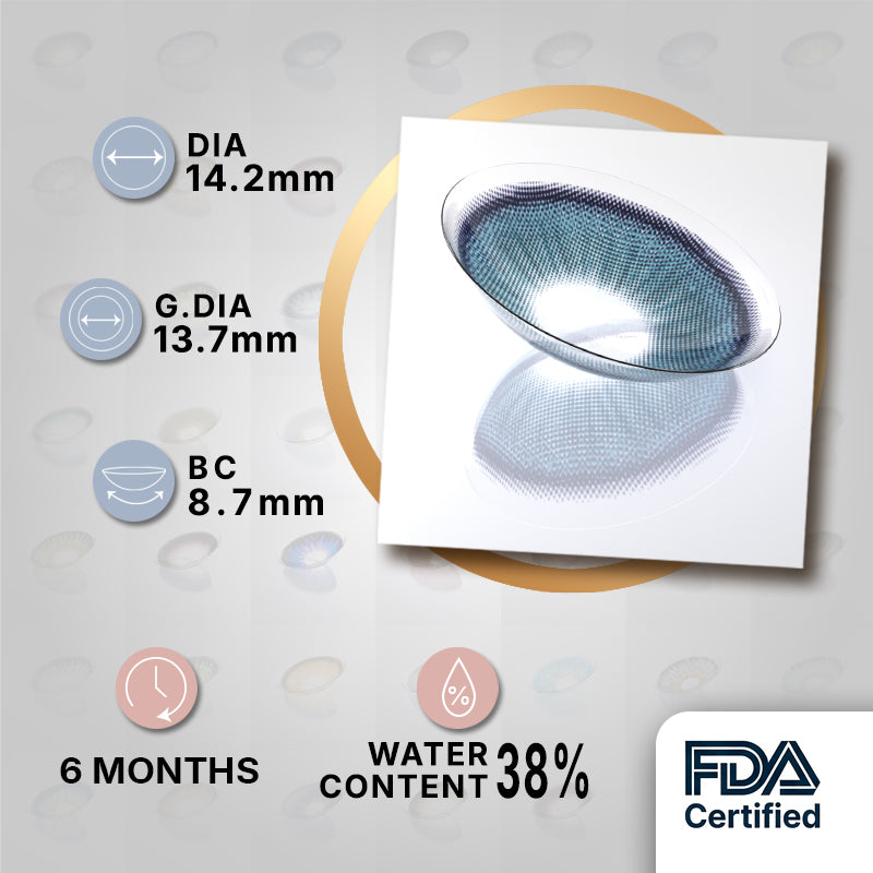 Godestar Tidal Iris Colored Contacts – Cool Blue Gray Lenses for Dark Eyes | 6 Months Wear