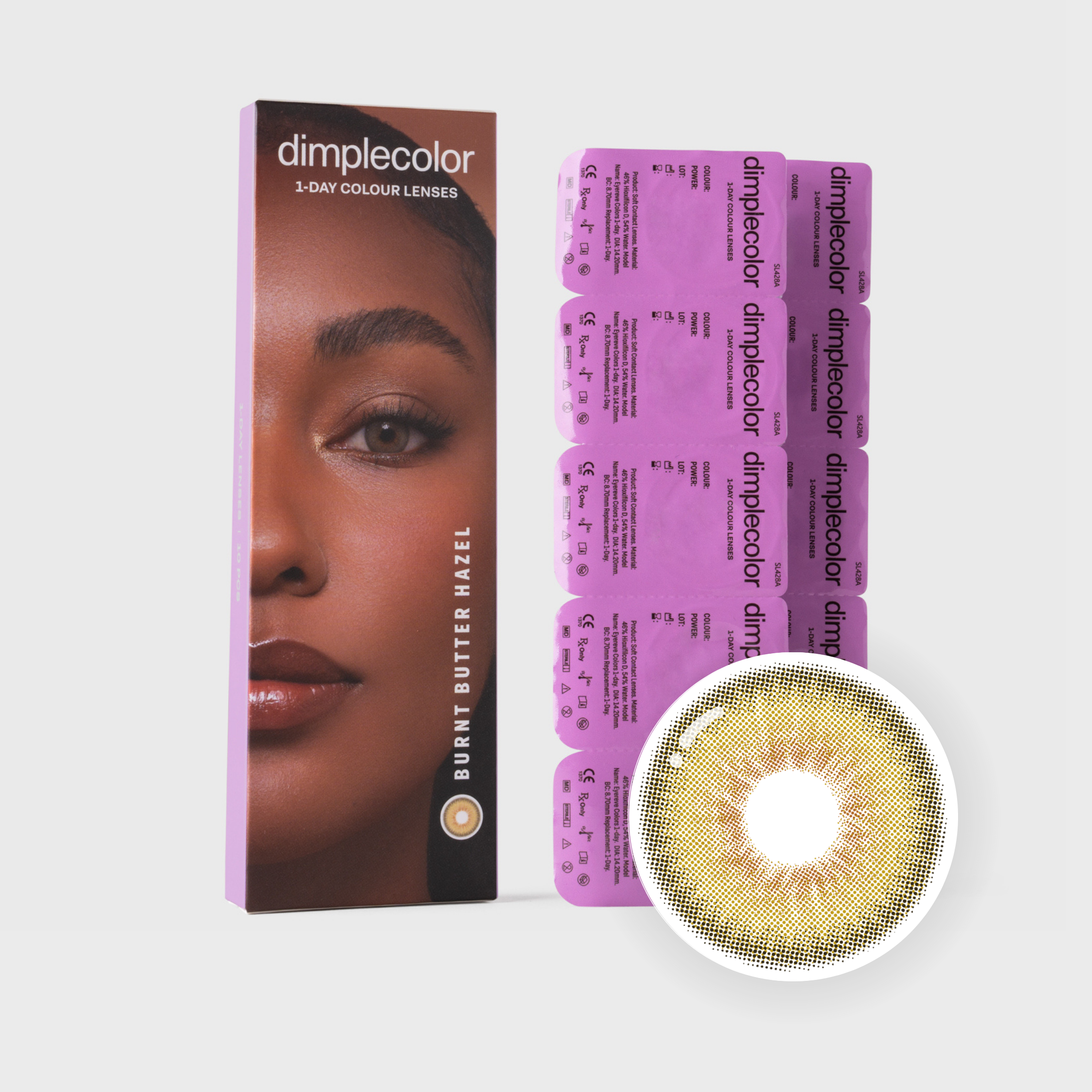Eylumi Burnt Butter Hazel Colored Contact Lenses - Natural Hazel Eye Enhancement | 1-Day Daily Lenses