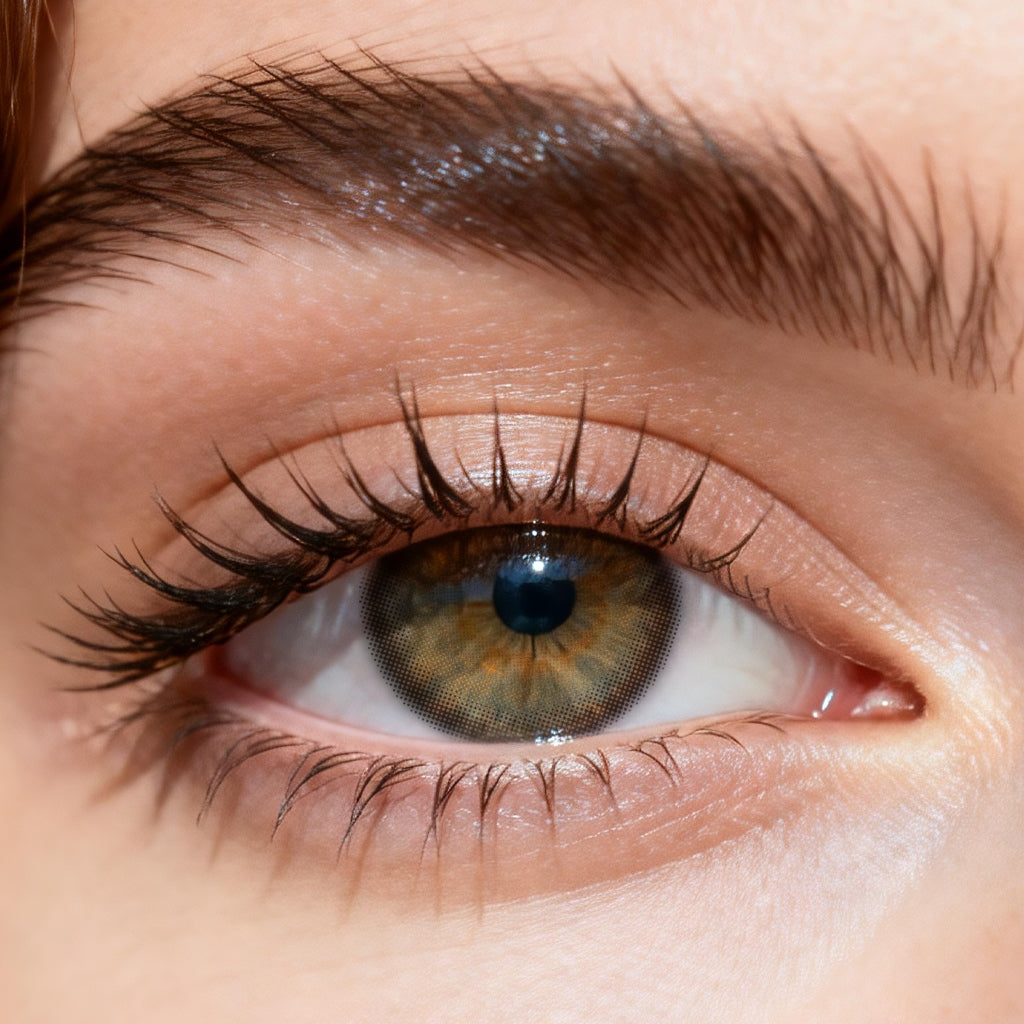 Godestar Sprite Glow Colored Contacts – Radiant Hazel Green Lenses for Dark Eyes | 6 Months Wear