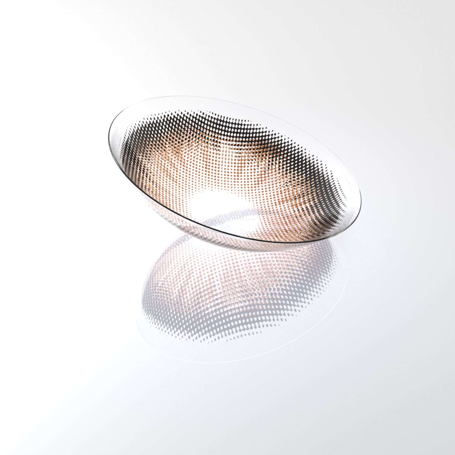 MIIEMO Warm Honey Brown contact lens close-up on white background showing warm brown gradient