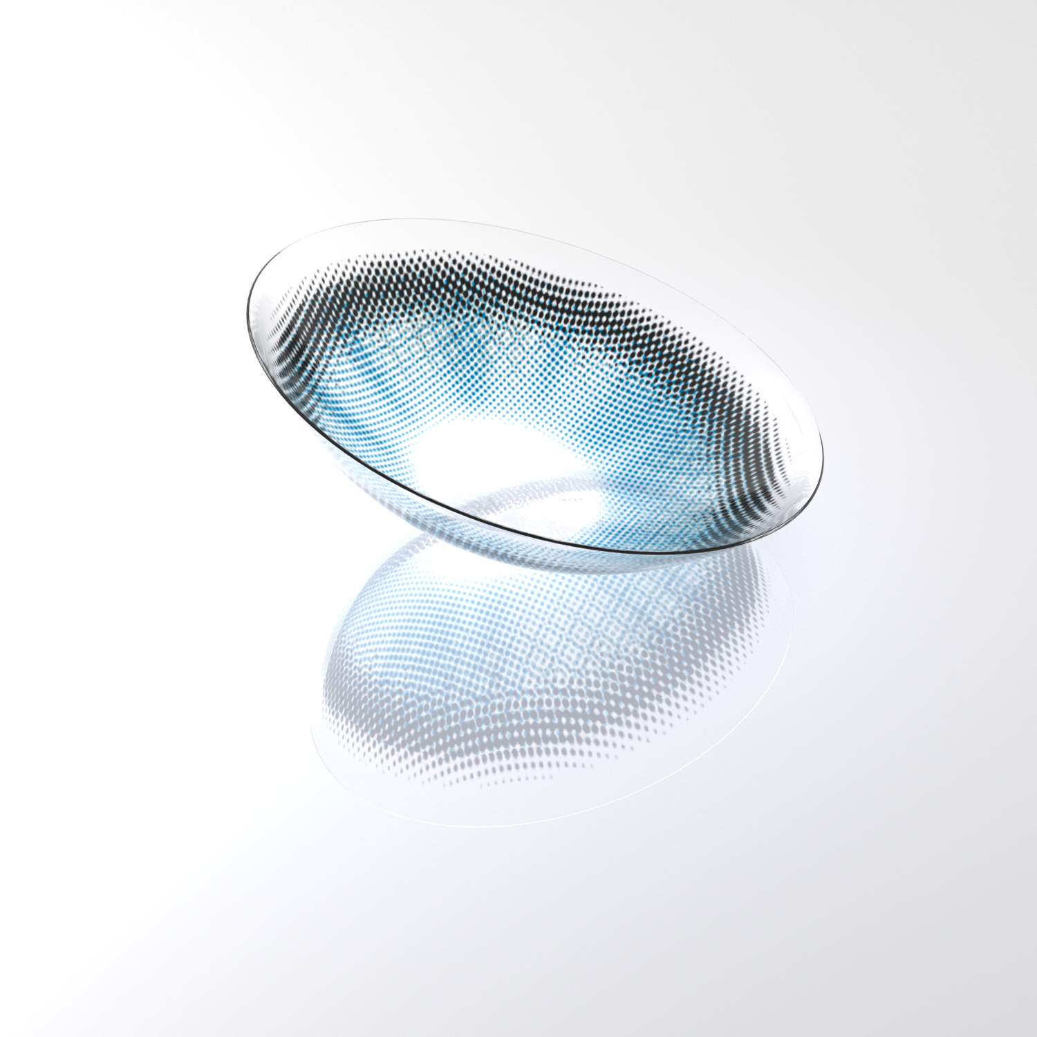 MIIEMO Aqua Drift teal blue contact lens close-up on white background showing layered color ring