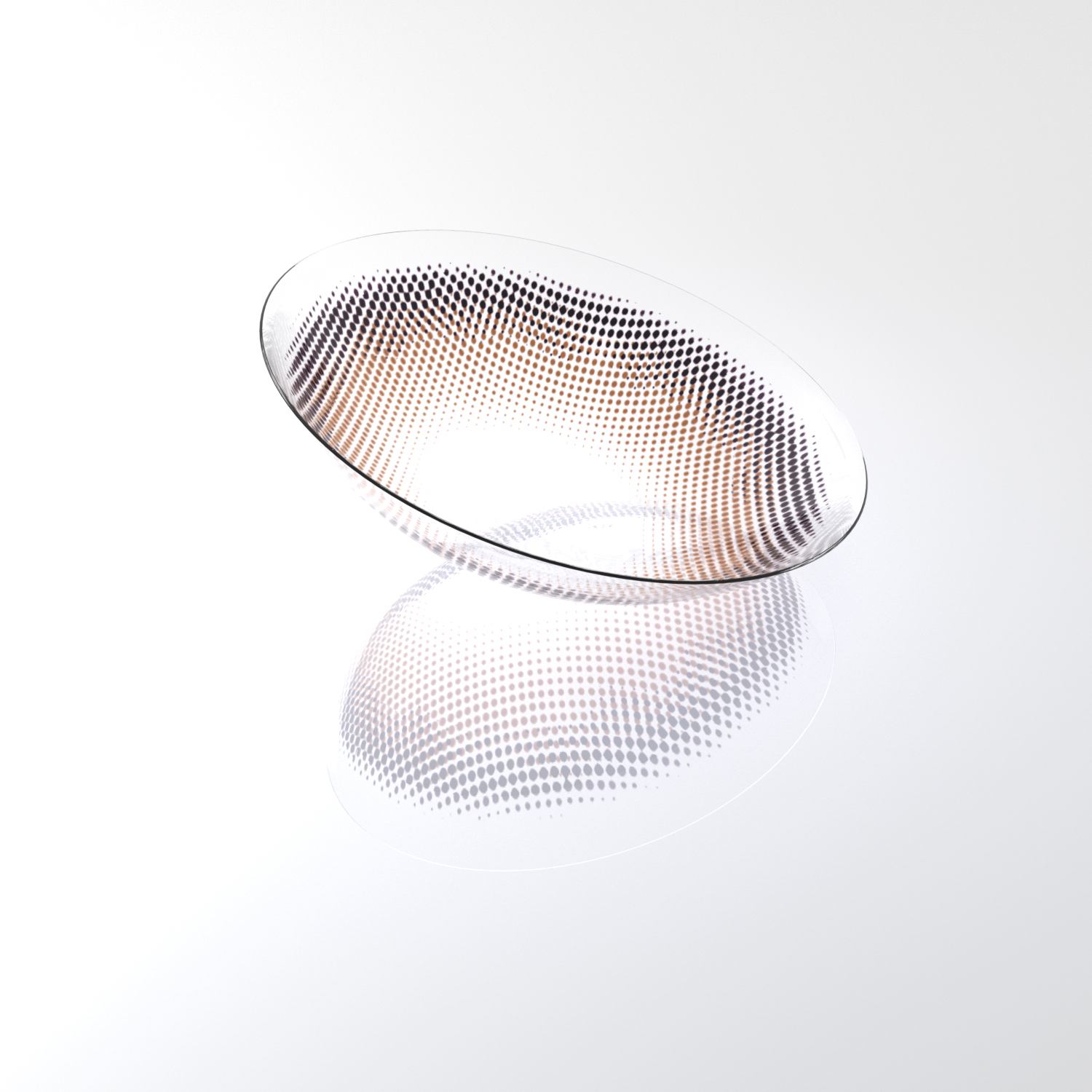 MIIEMO Pure Chocolate contact lens close-up on white background showing seamless chocolate brown gradient and soft pattern