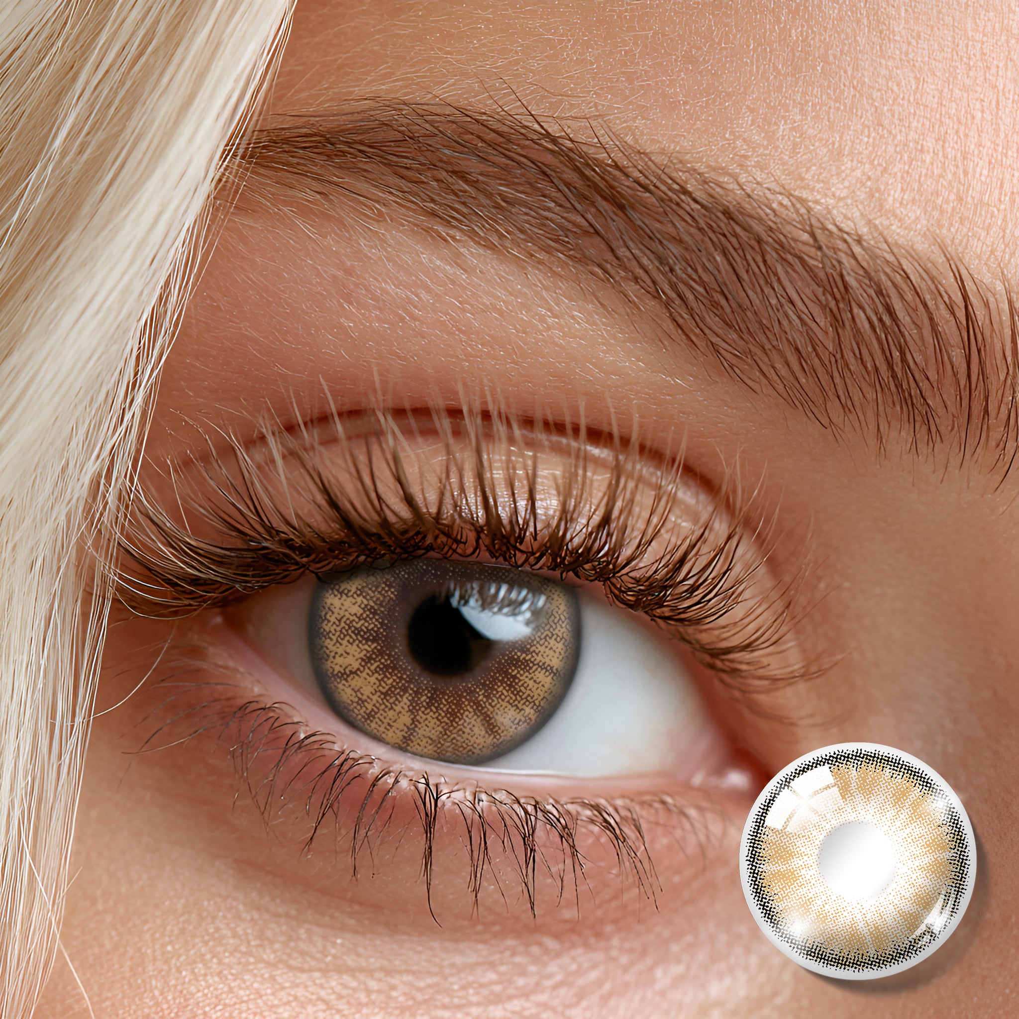 Godestar Butterscotch Ray Warm Honey Amber Colored Contact Lenses – Natural Brown Contacts for Dark Eyes | 6 Months Wear