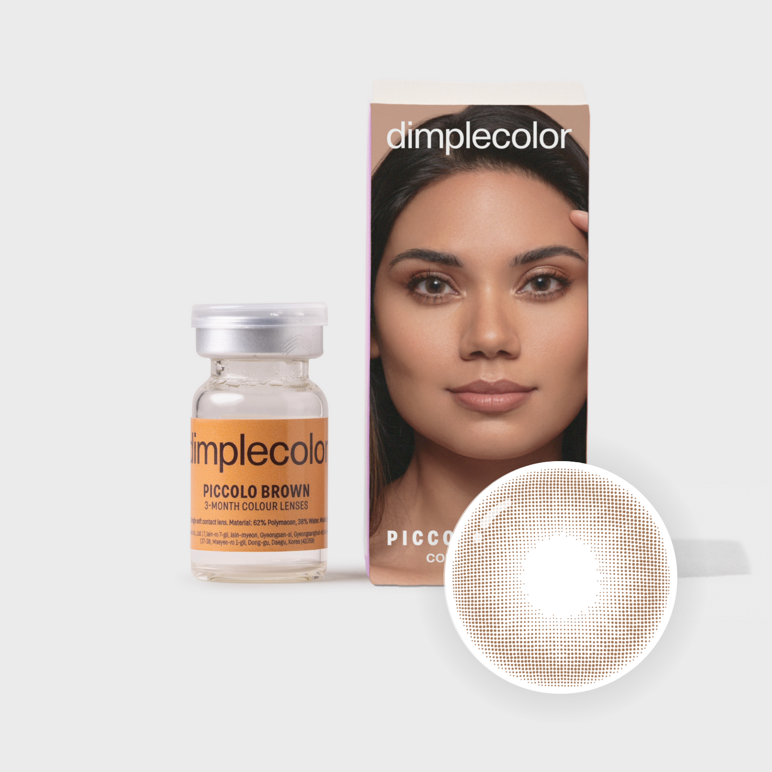 Eylumi Piccolo Brown Colored Contact Lenses - Natural Brown Eye Enhancement | 3-Month Reusable Lenses