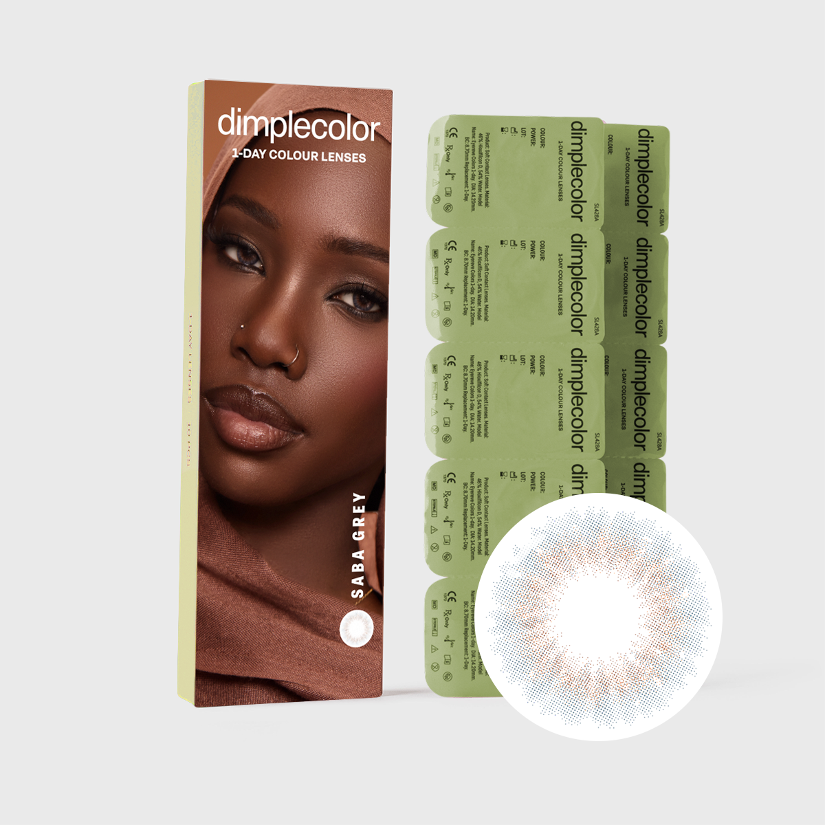 Eylumi Saba Grey Colored Contact Lenses - Natural Gray Eye Enhancement | 1-Day Daily Lenses