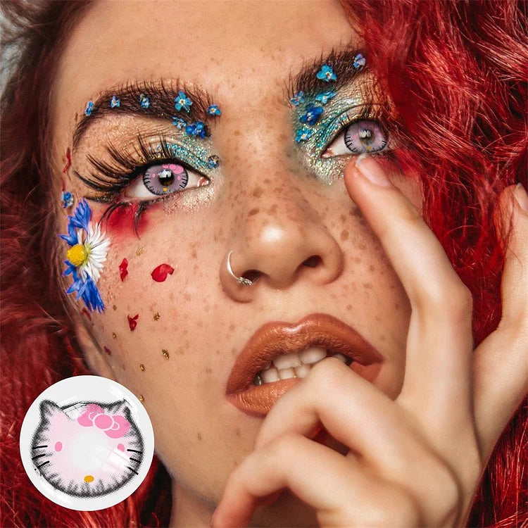 Eylumi Kitty Pink Brown Cosplay Colored Contact Lenses
